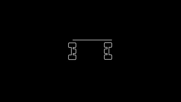 白线滑板魔术图标孤立在黑色背景 极限运动 运动器材 4K视频运动图形动画 — 图库视频影像