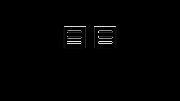 白い線黒の背景に隔離された古い西洋のスイングサルーンドアアイコン 4Kビデオモーショングラフィックアニメーション — ストック動画