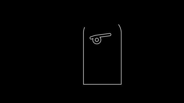 White Line Eagle Head Icon Isolated Black Background Video Motion — Video
