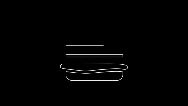 Иконка Белой Линии Черном Фоне Икона Гамбургера Знак Сэндвича Чизбургером — стоковое видео
