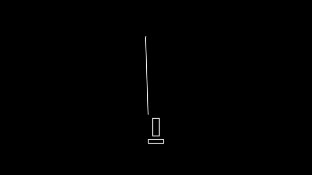 白线棒球球棒图标孤立在黑色背景 运动器材 4K视频运动图形动画 — 图库视频影像