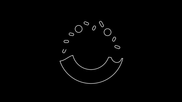 Біла Лінія Пончика Солодкою Іконою Глазурі Ізольована Чорному Тлі Відео — стокове відео