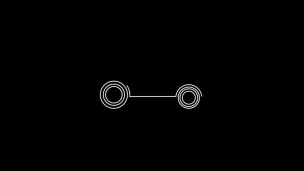 White Line Vintage Sport Racing Car Icon Isolated Black Background — Vídeos de Stock