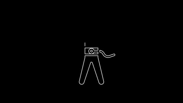 White Line Bungee Jumping Icon Isolated Black Background Video Motion — Stock video