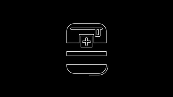 Das Symbol Der Weißen Linie Verbandskasten Isoliert Auf Schwarzem Hintergrund — Stockvideo