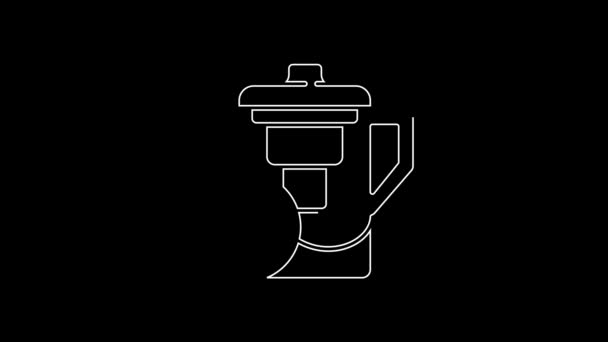 白い線黒い背景に隔離されたフィルターアイコンを持つウォータージャグ 4Kビデオモーショングラフィックアニメーション — ストック動画