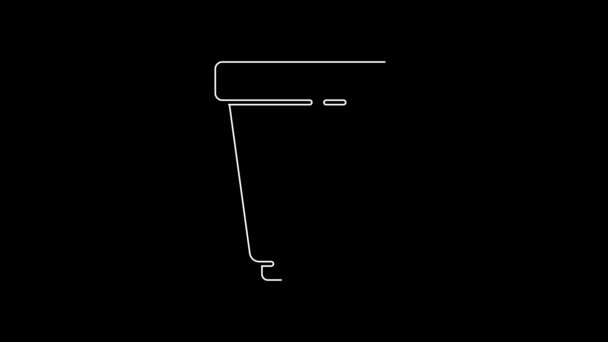 白い線黒の背景に隔離されたウォーターフィルターカートリッジアイコン 4Kビデオモーショングラフィックアニメーション — ストック動画