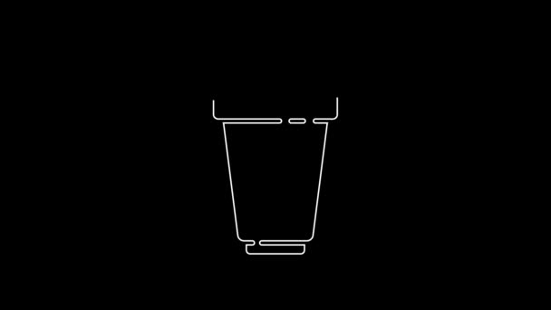 白い線黒の背景に隔離されたウォーターフィルターカートリッジアイコン 4Kビデオモーショングラフィックアニメーション — ストック動画