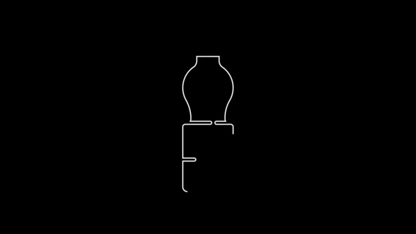 Witte Lijn Fles Van Water Pictogram Geïsoleerd Zwarte Achtergrond Soda — Stockvideo