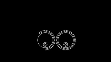 White line Wooden barrels icon isolated on black background. Alcohol barrel, drink container, wooden keg for beer, whiskey, wine. 4K Video motion graphic animation.
