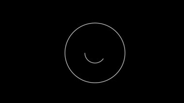 Beyaz çizgi alarm zili simgesi siyah arkaplanda izole edildi. Alarm sembolü, servis zili, el zili işareti, uyarı sembolü. 4K Video hareketli grafik canlandırması.