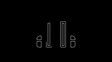 Beyaz çizgi okul sırt çantası simgesi siyah arkaplanda izole edildi. 4K Video hareketli grafik canlandırması.