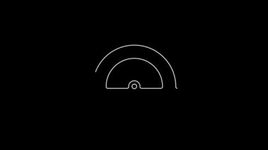 Siyah arkaplanda izole edilmiş beyaz çizgi açıölçer ızgarası. Eğim ölçer. Ölçme aleti. Geometrik sembol. 4K Video hareketli grafik canlandırması.