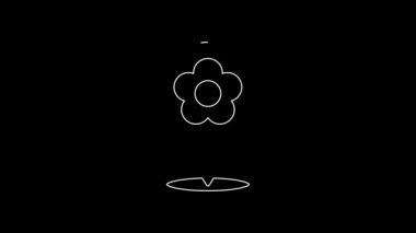 White line Location with flower icon isolated on black background. 4K Video motion graphic animation.