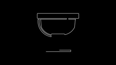 Beyaz çizgi Bucket simgesi siyah arkaplanda izole edildi. 4K Video hareketli grafik canlandırması.
