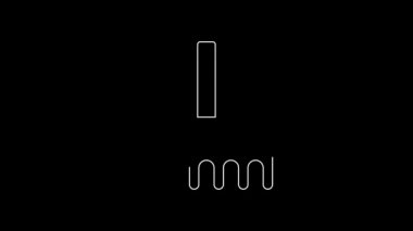 White line Garden rake icon isolated on black background. Tool for horticulture, agriculture, farming. Ground cultivator. 4K Video motion graphic animation.