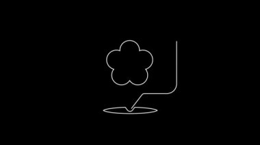 White line Location with flower icon isolated on black background. 4K Video motion graphic animation.