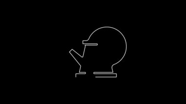 Beyaz çizgi, siyah arkaplanda izole edilmiş bir konserve kutusu simgesi. Sulama sembolü. 4K Video hareketli grafik canlandırması.