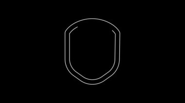 White line Shield with leaf icon isolated on black background. Eco-friendly security shield with leaf. 4K Video motion graphic animation.