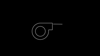 Beyaz çizgi Yaprak üfleyici simgesi siyah arkaplanda izole edildi. 4K Video hareketli grafik canlandırması.