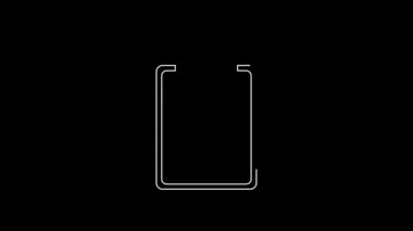White line Clipboard with question marks icon isolated on black background. Survey, quiz, investigation, customer support questions concepts. 4K Video motion graphic animation.