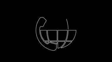 Beyaz hat Telefon. Siyah arkaplanda 24 saat destek ikonu var. Tüm gün müşteri destek merkezi. Tam zamanlı çağrı servisi. 4K Video hareketli grafik canlandırması.