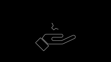 El simgesindeki beyaz çizgi ayarları siyah arkaplanda izole edildi. 4K Video hareketli grafik canlandırması.