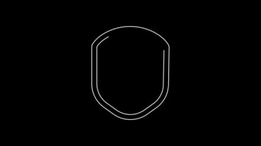 White line Shield with text FAQ information icon isolated on black background. Guard sign. Security, safety, protection, privacy concept. 4K Video motion graphic animation.