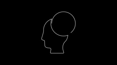 White line Support operator in touch icon isolated on black background. Concept for call center, client support service. 4K Video motion graphic animation.