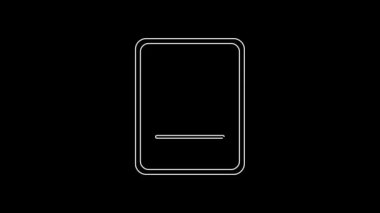 White line Online real estate house on tablet icon isolated on black background. Home loan concept, rent, buy, buying a property. 4K Video motion graphic animation.