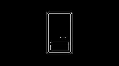 White line Closed door icon isolated on black background. 4K Video motion graphic animation.