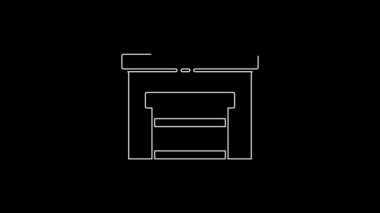 Beyaz çizgi Garaj simgesi siyah arkaplanda izole edildi. 4K Video hareketli grafik canlandırması.