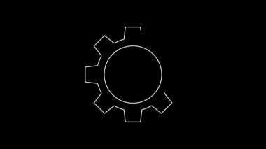 White line Gear with percent icon isolated on black background. 4K Video motion graphic animation.