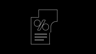 White line Finance document and lock icon isolated on black background. Paper bank document for invoice or bill concept. 4K Video motion graphic animation.