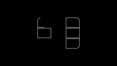 White line Credit card with chip icon isolated on black background. Contactless payment. 4K Video motion graphic animation.