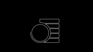 Siyah zemin üzerinde dolar sembolü olan beyaz çizgi parası. Bankacılık işareti. Para sembolü. 4K Video hareketli grafik canlandırması.