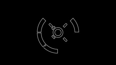 Beyaz çizgi Güvenli simgesi siyah arkaplanda izole edildi. Kapı, şifreli bir banka kasası. Güvenilir Veri Koruma. 4K Video hareketli grafik canlandırması.