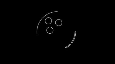 White line Bowling ball icon isolated on black background. Sport equipment. 4K Video motion graphic animation.