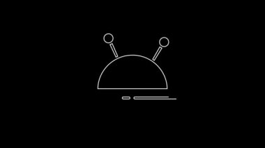 Siyah arka planda beyaz çizgi iğne ve iğne ikonu var. El yapımı ve dikiş teması. 4K Video hareketli grafik canlandırması.