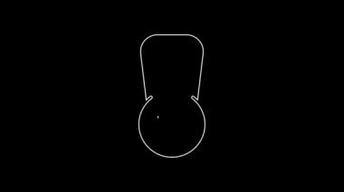 Beyaz çizgi Kettlebell simgesi siyah arkaplanda izole edildi. Spor malzemeleri. 4K Video hareketli grafik canlandırması.