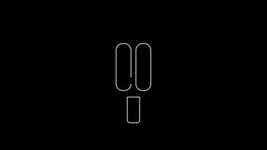 Siyah arkaplanda beyaz çizgi dondurma ikonu var. Güzel sembol. 4K Video hareketli grafik canlandırması.