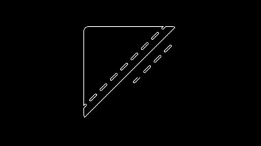 Siyah arkaplanda beyaz çizgi dikiş deseni simgesi izole edildi. Dikiş için işaretler. 4K Video hareketli grafik canlandırması.