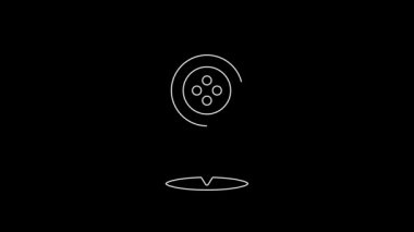 White line Location tailor shop icon isolated on black background. 4K Video motion graphic animation.