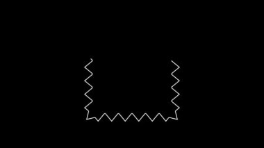 Siyah arkaplanda beyaz çizgi deri ikonu var. 4K Video hareketli grafik canlandırması.