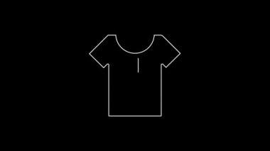 Siyah arkaplanda beyaz çizgi tişört simgesi var. 4K Video hareketli grafik canlandırması.