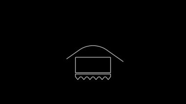 White line Hanger wardrobe icon isolated on black background. Clean towel sign. Cloakroom icon. Clothes service symbol. Laundry hanger. 4K Video motion graphic animation.