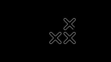 White line Adjustable embroidery hoop icon isolated on black background. Thread and needle for embroidery. 4K Video motion graphic animation.