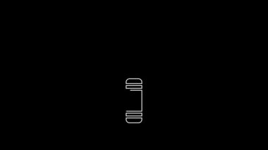 White line Awl tool with wooden handle icon isolated on black background. Work equipment tailor industry. 4K Video motion graphic animation.