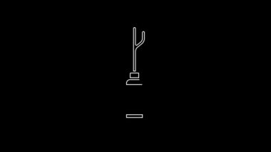 White line Awl tool with wooden handle icon isolated on black background. Work equipment tailor industry. 4K Video motion graphic animation.