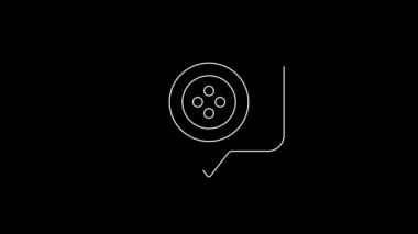 White line Location tailor shop icon isolated on black background. 4K Video motion graphic animation.